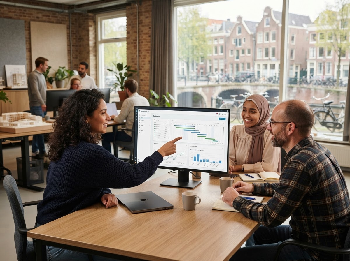 Rendelomuur platform in gebruik door een remote analist tijdens het werken op afstand